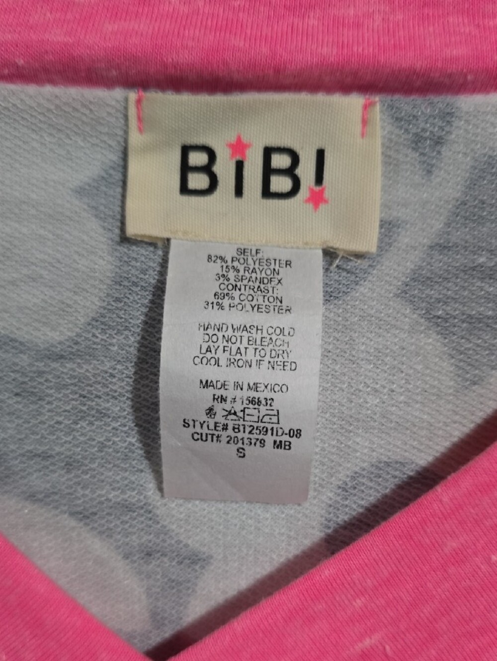 BiBi Black & White Floral-Stripe Long Sleeve Top with Hot Pink Trim - Picture 2 of 3